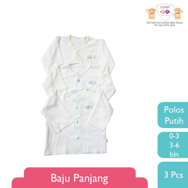 Libby BAJU PANJANG Bayi Anak Polos (3pcs/pack) / Baju Kaos Bayi UNISEX