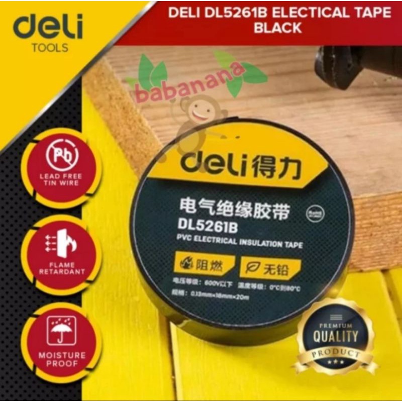 Deli DL5261 isolasi listrik lakban electrical tape kabel 10 meter