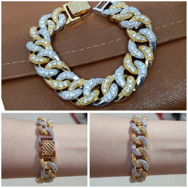 Gelang Rantai Premium kombinasi Gelang Lapis emas  tidak karatan dan anti alergi