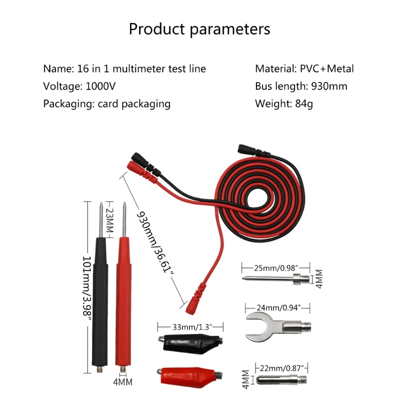 Btsg Multimeter Test Leads Kit Dengan Probe Jarum 4mm Banana Plug Alligator Clip