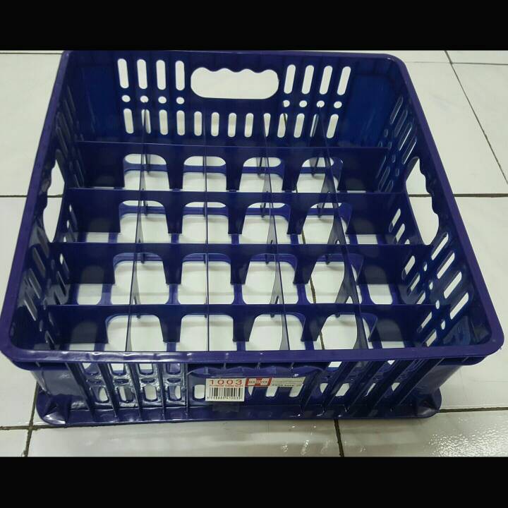 41x41x15 BOX CONTAINER ISI 25 GELAS HANATA 1003 / RAK GELAS PESTA / TEMPAT GELAS / KERANJANG GELAS