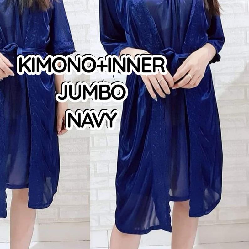 ➺ hokyfashion BAJU TIDUR KIMONO SATIN IMPORT JUMBO + INNER DALAMAN JUMBO ✰