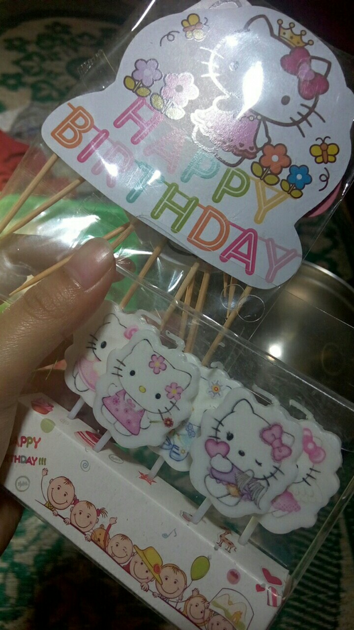 Topper Toper Hiasan Kue Cup Cake Happy Birthday Ulang Tahun Ultah Hbd Karakter Hello Kitti Kitty