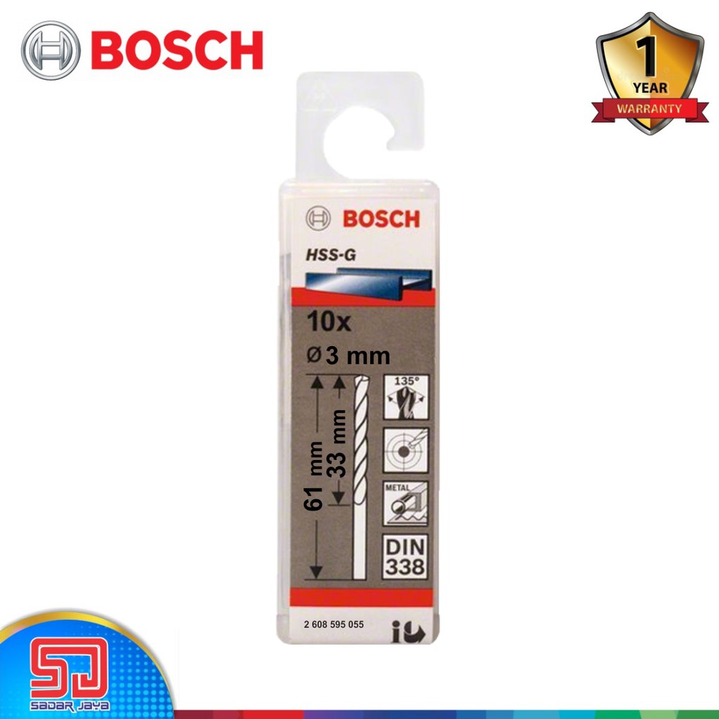 Bosch Mata Bor Besi TwistDrill HSS-G Diameter 1mm - 7.5mm (isi 10pcs)