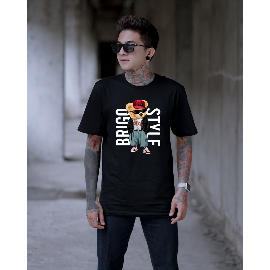 BRIGO Kaos Lengan Pendek Bear Style II Kaos Distro BRIGO Beruang Style II Kaos Katun Combed M-XL ( Pria &amp; Wanita )