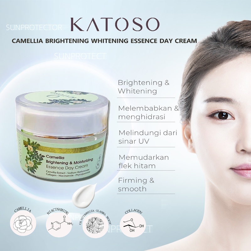 (BPOM) Katoso Camellia Brightening &amp; Glowing Essence Day Cream 10g