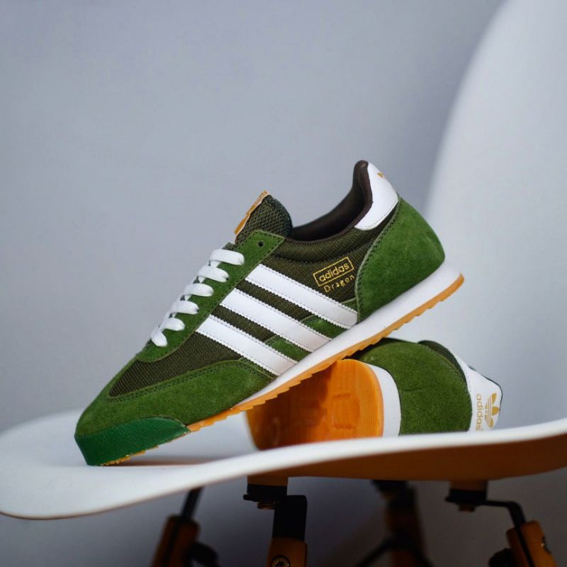 SEPATU ADIDAS DRAGON GREEN LIST PUTIH ORIGINAL
