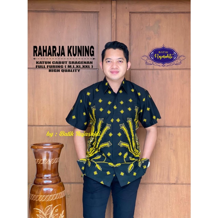 RAHARJA KUNING RAJASAKTI KEMEJA BATIK SOLO PRIA LENGAN PENDEK LAPIS FURING ATASAN BATIK PREMIUM MODERN EMAS WIKRAMASAKTI 3 BABON ANGKREM GREY 2 LESMANA EMAS PEN WARMADEWA BAYU SATYA JEPUN PRASADO WIJAYA QUSYAIRI MAHESARA PEN ARYADEWA MANGKUCAHA ADHITYA