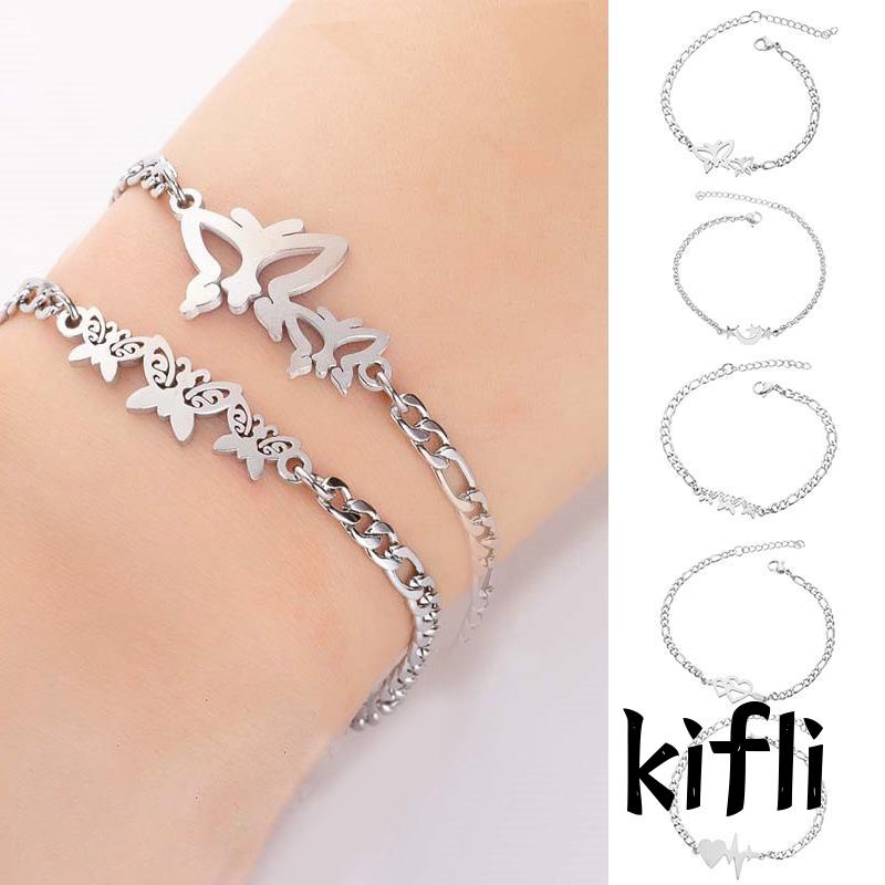 Gelang Desain, Butterfly Moon Star Love, Bahan Stainless Steel, Untuk Wanita