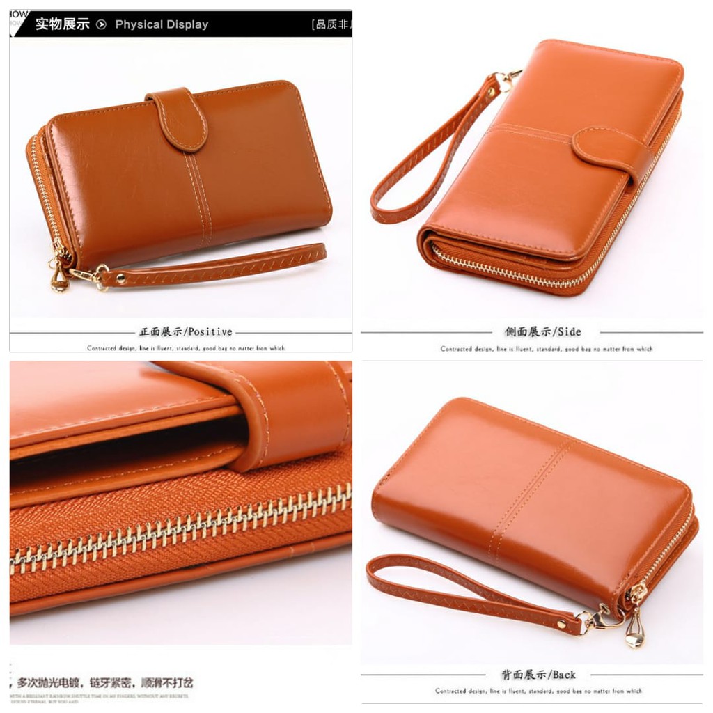 DOMPET PANJANG COKLAT KULIT TYSAND WA046B7 IMPORT PREMIUM WANITA MURAH BRANDED FASHION KOREA TALI