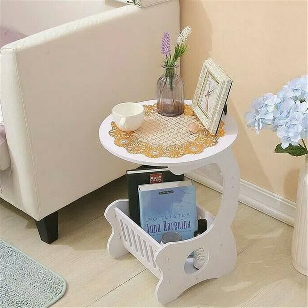 Small Round Coffee Table Meja Kopi Bulat Samping Sudut Furniture Kayu Interior Vintage Rumah Kamar Shopee Indonesia