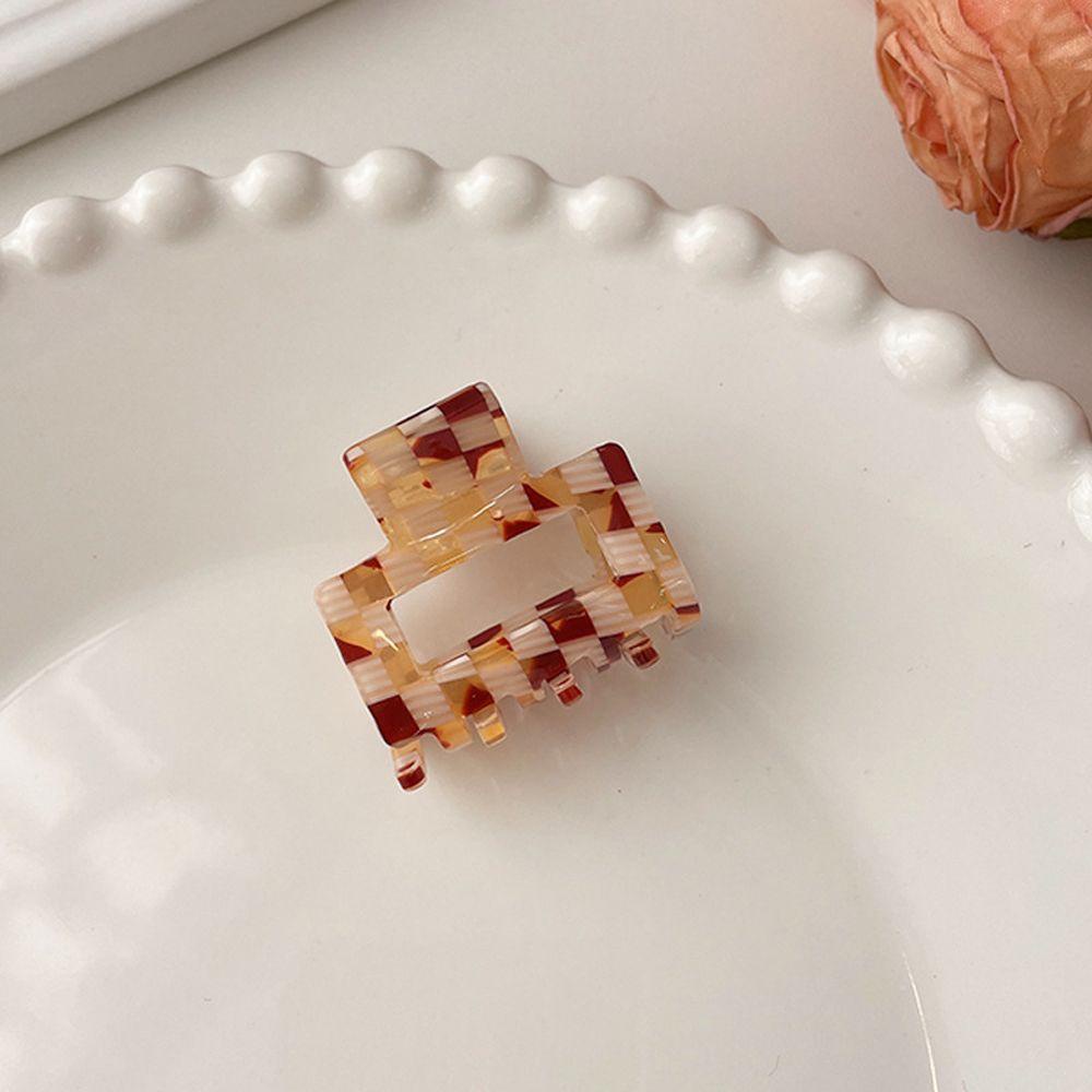 Agustinina Jepit Rambut Perempuan Mode Kecil Papan Catur Leopard Persegi Jepang Hiasan Kepala