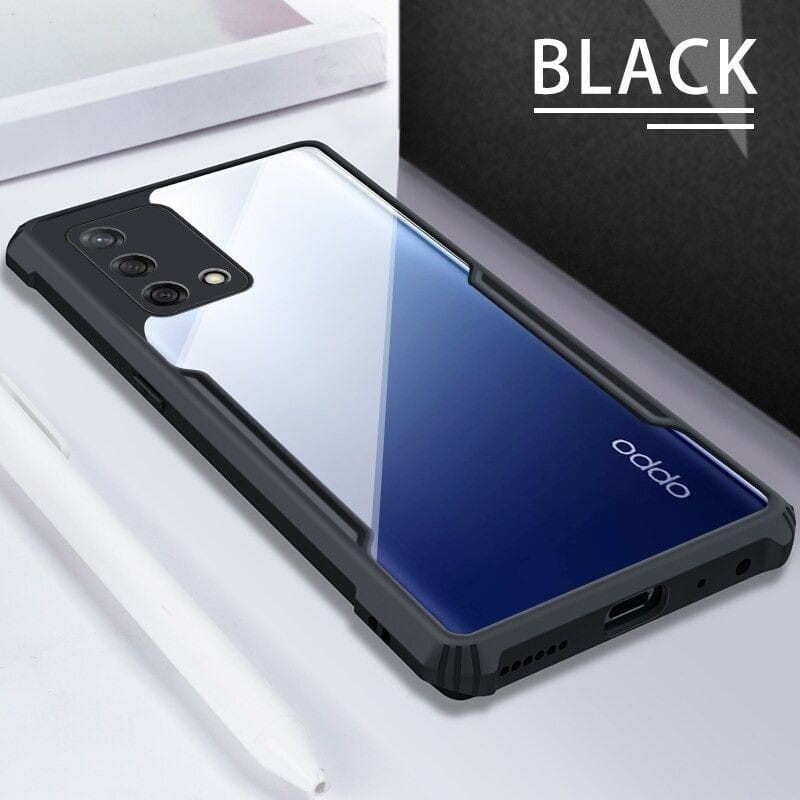 Anti Shocking Oppo A74 4G F19 6.43 Inchi Hardcase List Hitam Acrylic Case