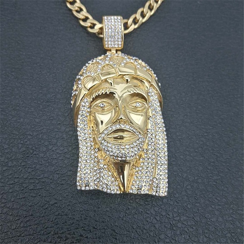 Vintage Yesus bentuk hias zirkon liontin kalung wanita/aksesoris perhiasan