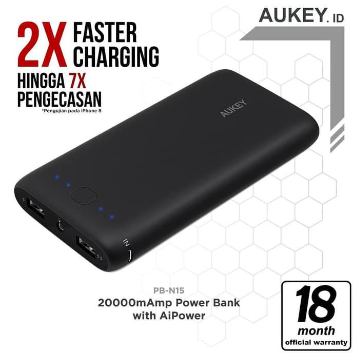 GRATIS ONGKIR AUKEY PB-N15 POCKET 20000MAH POWER BANK TERLARIS