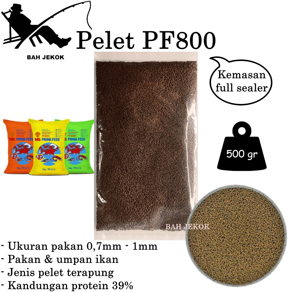 Pelet PF800 Pakan Ikan Hias Kecil Bibit Cupang Koi Guppy Kura Kura Kolam & Akuarium 500gr.