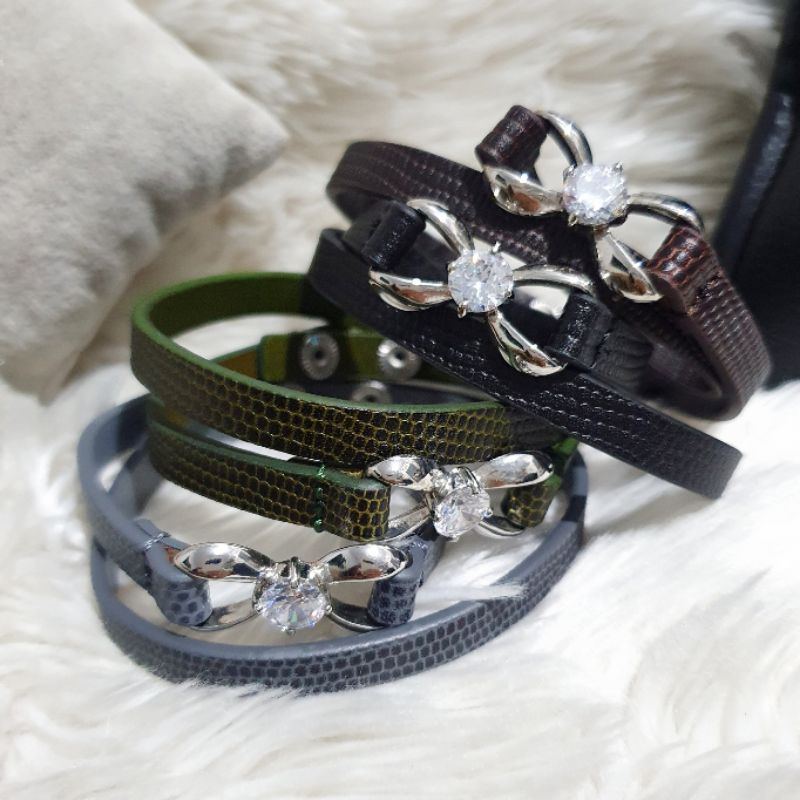 Promo Gelang Kulit Branded Band Model lilit Premium Quality Gelang tangan Kulit Fashion import branded band G774
