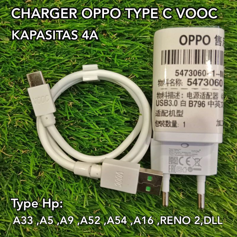 CHARGER OPPO VOOC TYPE C 4A OPPO A91/RENO 2/ 2F/RENO 3/K3/A52/A72/A92/5 pro/ X2/XT (TITON TYPE C)