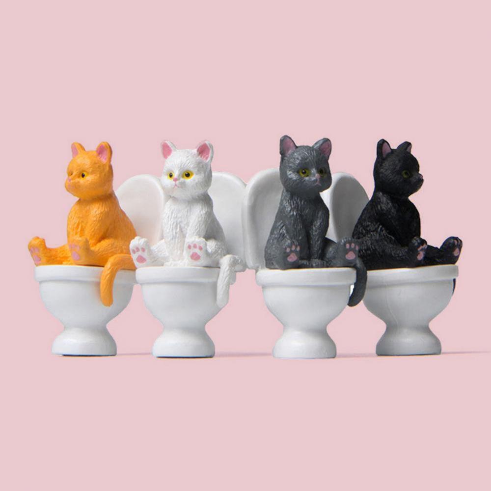 [Elegan] Kucing Miniatur Mikro Lansekap Desktop Ornamen Model Kucing Mainan Hiasan Aksesoris Ornamen Taman Ekspresi Dekorasi Toilet Duduk Miniatur Kucing