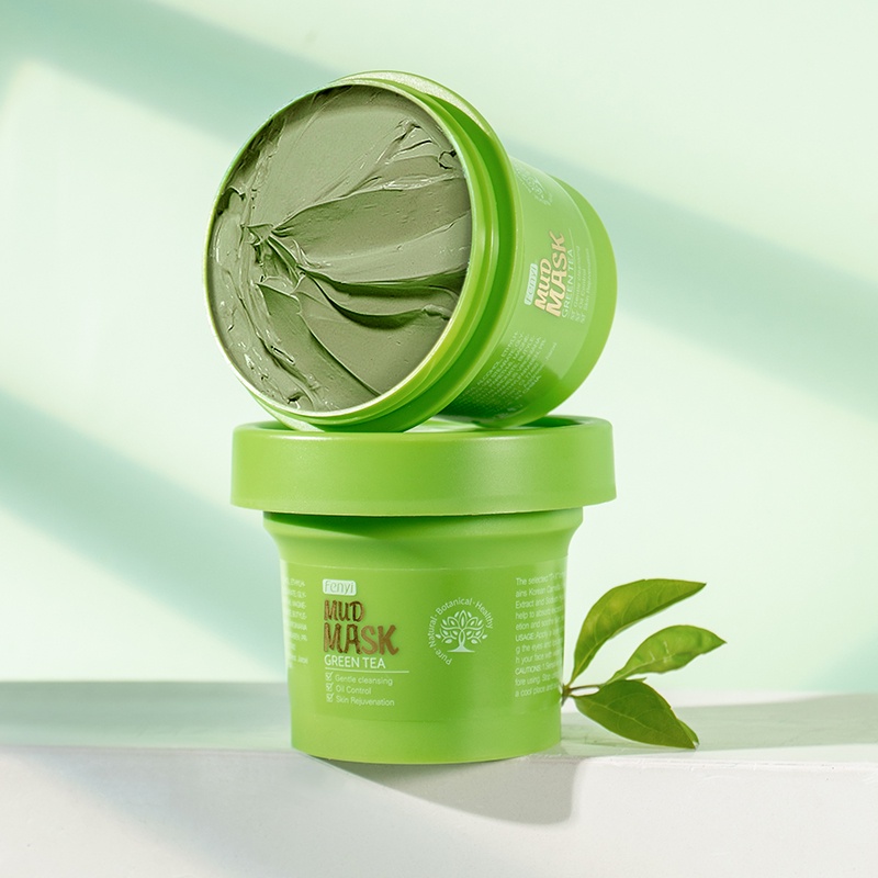 BPOM Fenyi Green Tea Mud Mask Menghilangkan Komedo Jerawat Pembersih Wajah Menghaluskan Kulit 100g