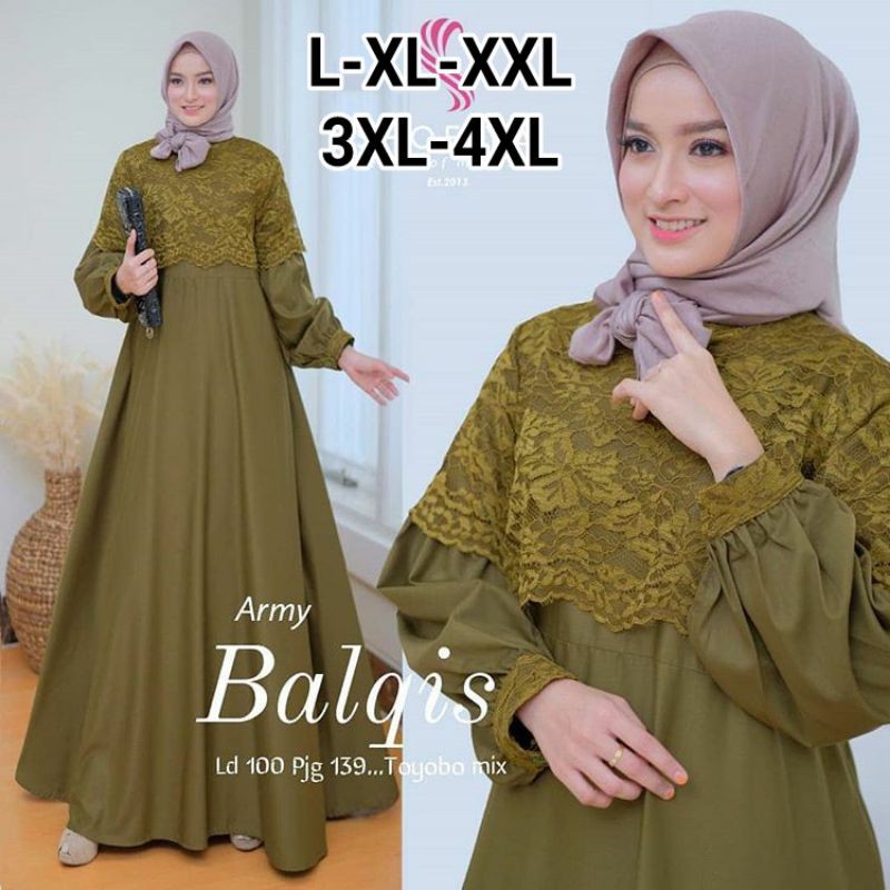 gamis terbaru 2023 lebaran wanita balqis dress busui frendly bahan moscrepe mix brukat tulang premium