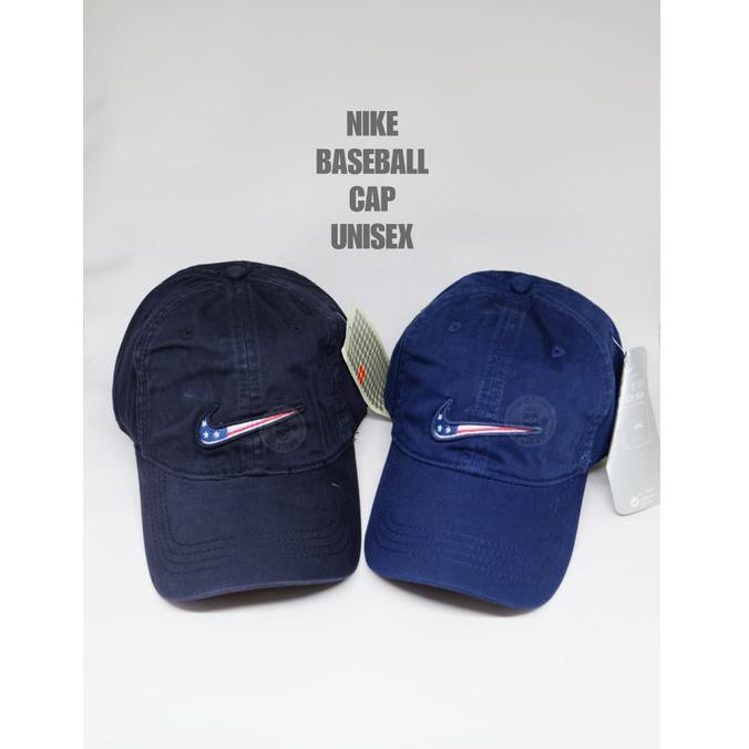 Ready Stok - Topi Baseball Nike Usa Flag Logo Embroidered Import Unisex (Free Box) - Hitam