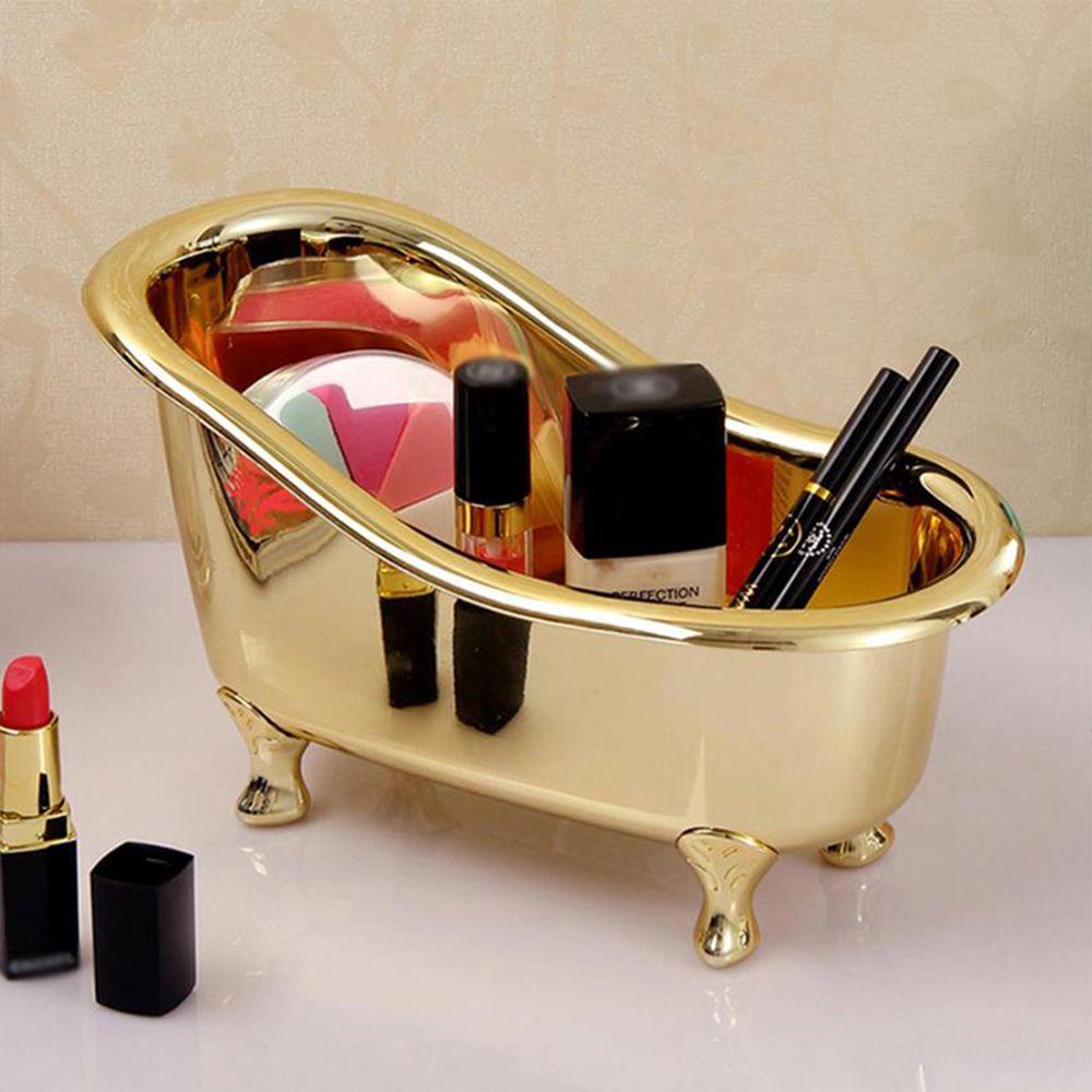 Needway  Makeup Organizer Emas Perak Merah Bathtub Perhiasan Hadiah Besar Keranjang Sampah Sabun Sundry Tempat Penyimpanan