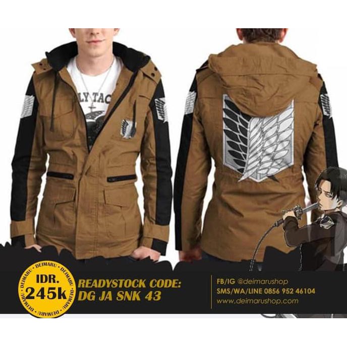 Pengiriman Cepat Jaket Anime Shingeki No Kyojin AOT Survey Corps Hoodie - DG JA SNK 43 STOK TERBATAS