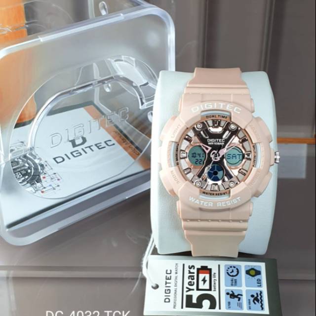 JAM TANGAN WANITA DIGITEC DG 4032 PEACH ORIGINAL STRAP RUBBEE