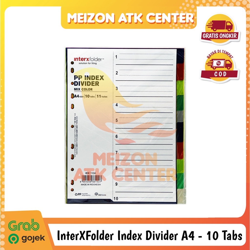 

InterXfolder PP Index Divider A4 - 10 Tabs Pembatas Binder [1 PACK]