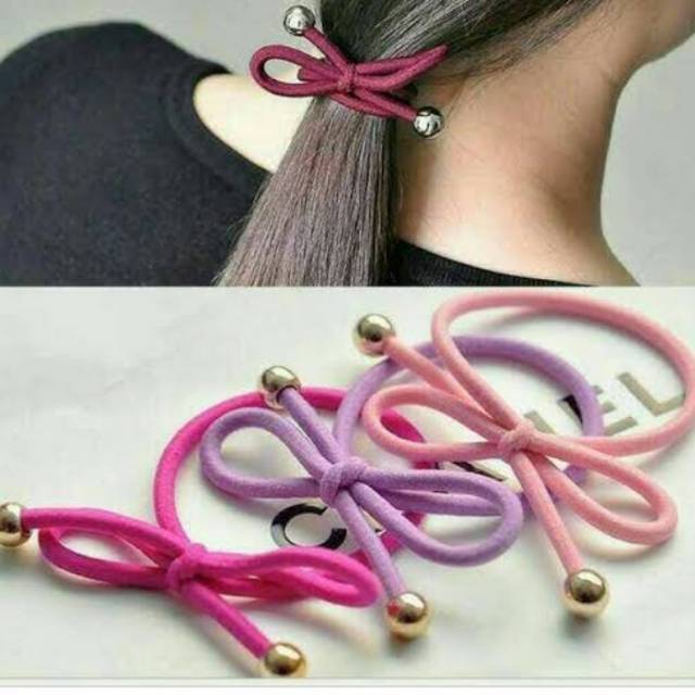 Ikat rambut Korea kuncir gelang model pita warna warni FASHION