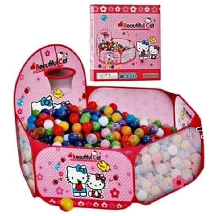 Mainan Anak - Tenda Ring Keranjang Mandi Bola Hello Kitty Pink