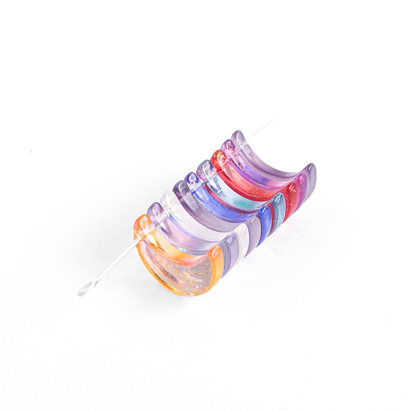 10pcs Manik-Manik Kristal Kaca Bentuk Bulan Warna Pelangi Ukuran 16x11mm Untuk Membuat Perhiasan Kalung Gelang Dan Anting