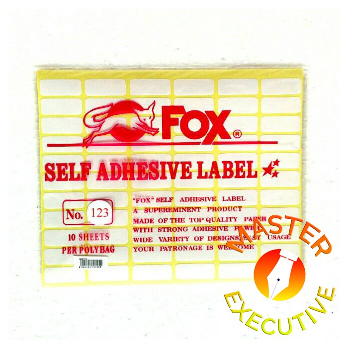 [Pak - 10 lembar] Fox Label Stiker 123 / Undangan / Nama / Self Adhesive Sticker