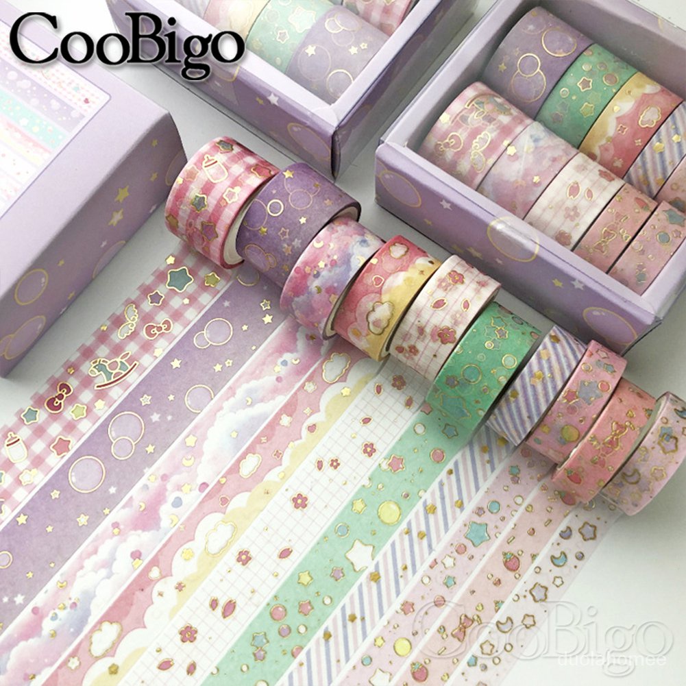 

AGOEE-Washi Tape Set Masking Tapes Decorative Adhesive Scrapbooking Sticker Stationery Journal Diary Kawai