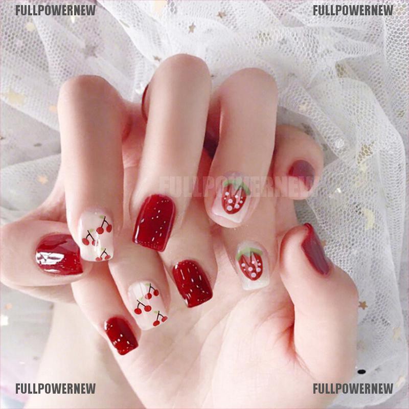 COD 24Pcs Kuku Palsu Bentuk Stroberi untuk Nail Art COD 24Pcs Kuku Palsu Bentuk Stroberi untuk Nail Art