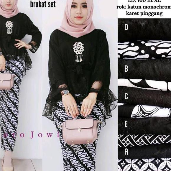 SALEE.. [BANTING HARGA] kebaya monela  brokat Set Batik Solo Fashion Wanita Gamis Batik Modern model