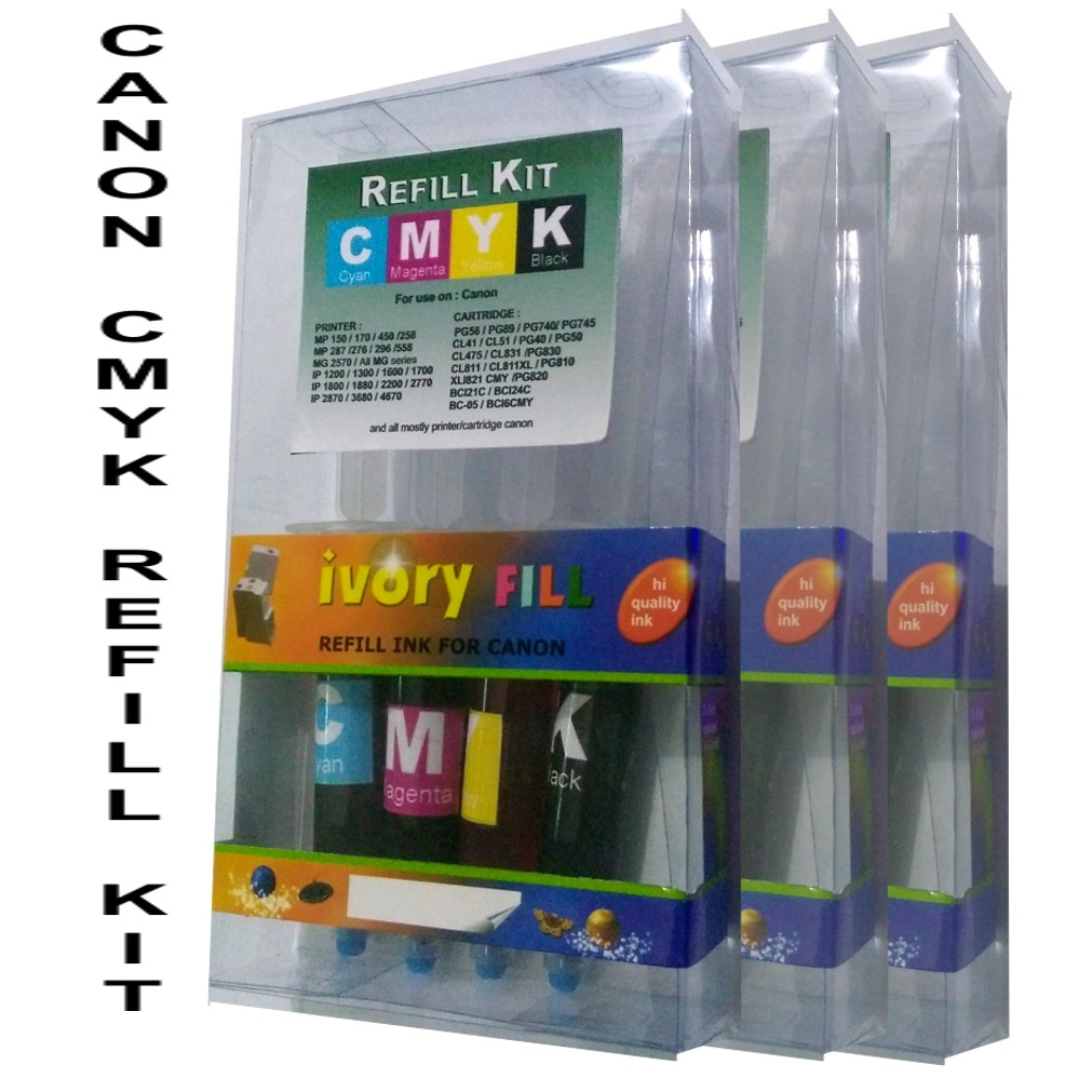 suntikan tinta refill isi ulang canon CMYK 4warna cartridge printer MP IP serie