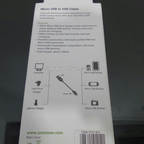 Kabel Avantree 1 Meter Bisa Buat Data Charger Samsung / Blackberry dan Fast Charging TR181