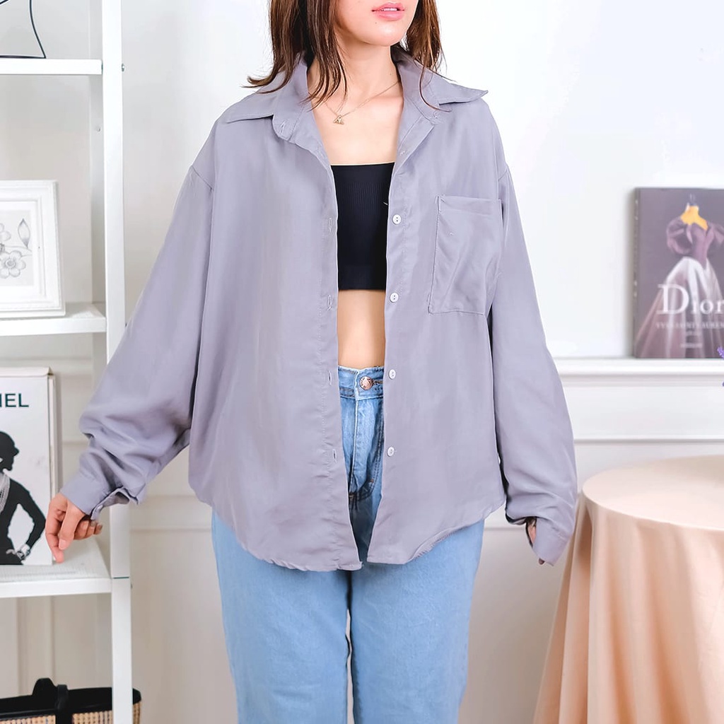 BEFAST - ZEC OOTD Kemeja LUCY / Gempi Oversize Colorpop Shirt / Kemeja Wanita Terbaru / Atasan Kemeja Oversize Jumbo / Kemeja Polos Casual / Fashion Kekinian Remaja Wanita / Kemeja Bisa Di Jadikan Outer / Trendy / kemeja Banyak Warna