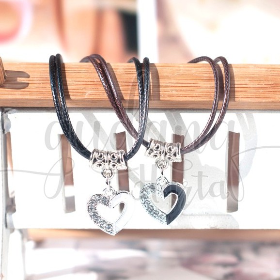 Kalung BFF Couple Black And White Heart Star Kalung SET ISI 2 GH 204323