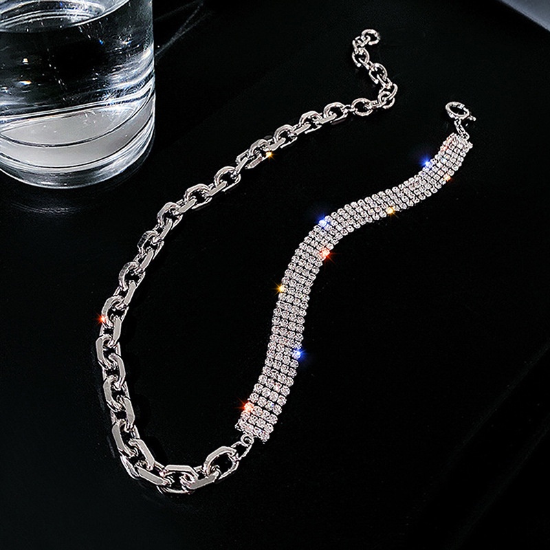 Baru Flash Berlian Seri Busur Simpul Kalung Wanita Temperamen Kalung Seksi Panjang Rumbai Klavikula Rantai Kalung Pendek Rantai Fashion Aksesoris