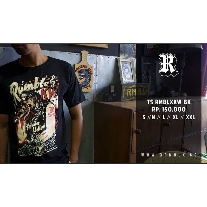 ATASAN PRIA KAOS RUMBLE ORIGINAL BAJU RUMBLE ORIGINAL BALI TS RMBLXKW BK
