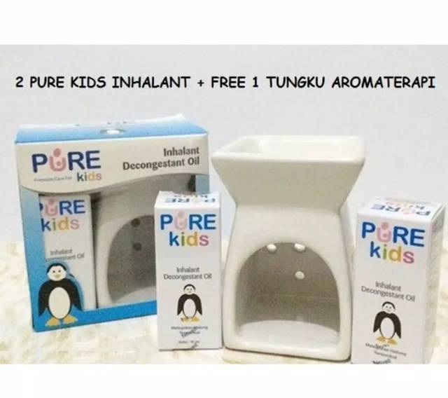 Paket Pure Kids Inhalant Decongestant Oil 10 ml ISI 2 PCS FREE 1 PC TUNGKU + FREE 6 PCS LILIN