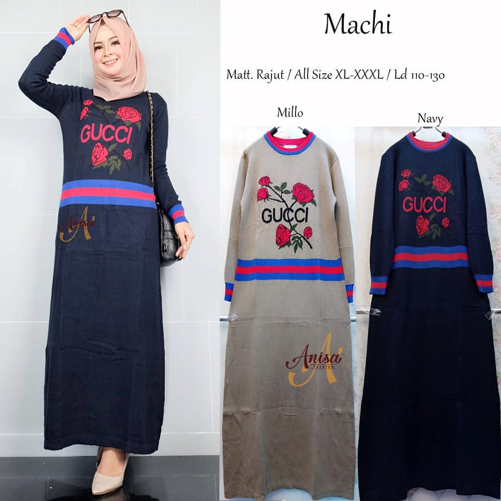 Jual Termurah Fashion Muslim Dress Rajut Machi GUCCI
