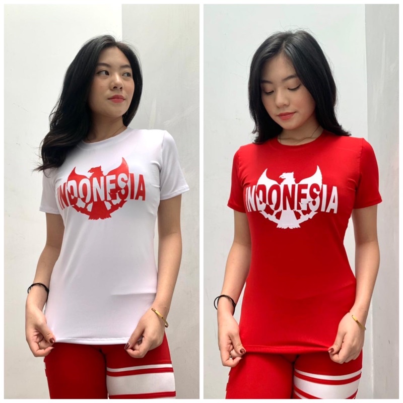 Kaos senam gym aerobik Agustusan Indonesia merah putih model garuda