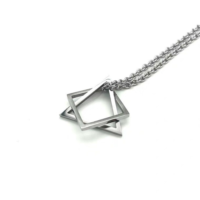 Korean temperament geometric triangle square necklace hip hop pendant