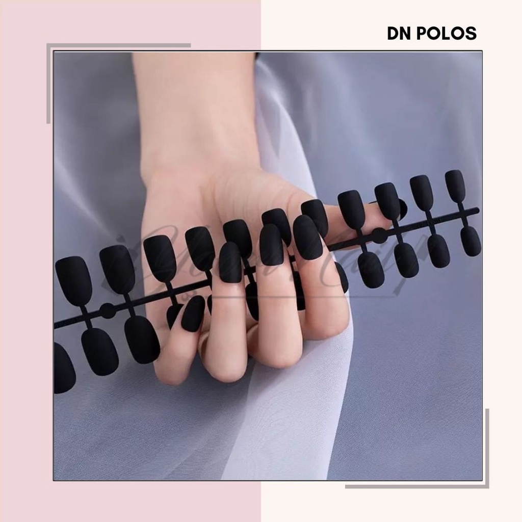 Kuku palsu polos bentuk oval set 24pcs fake nails polos false nail