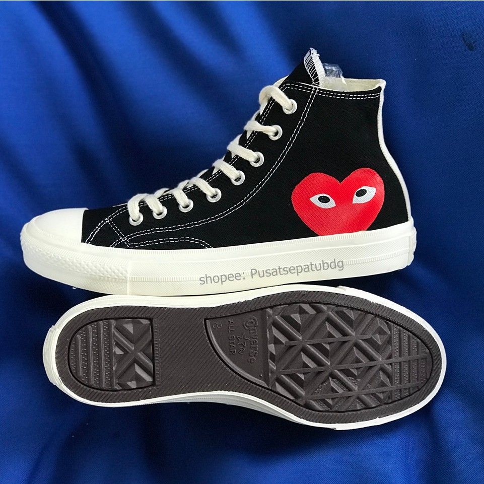 CONVERSE 70S PLAY CDG COMME DES GARCONS HIGH BLACK WHITE