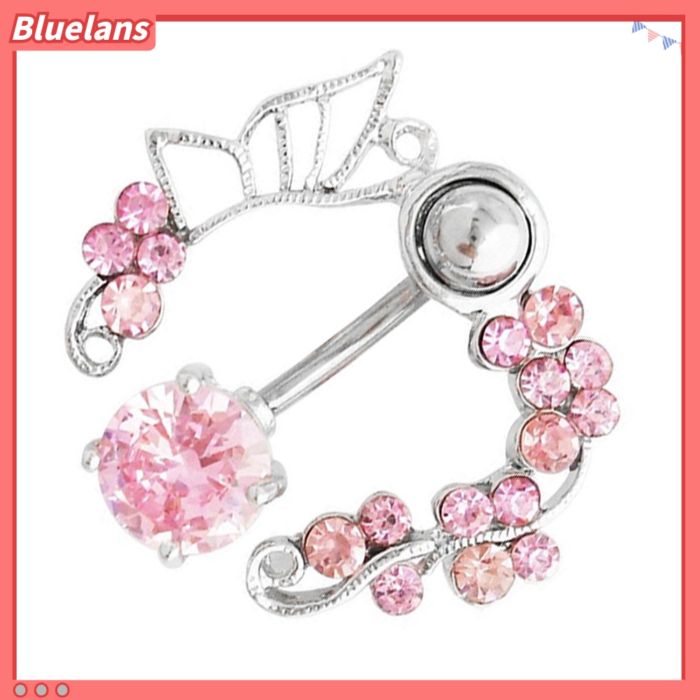 Bluelans 14G Butterfly Rhinestone Belly Barbell Button Ring Navel Body Piercing Jewelry